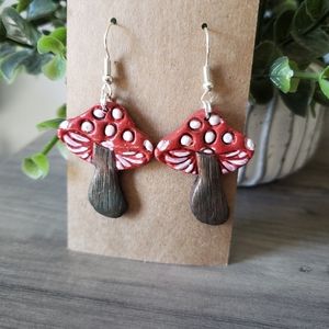 Handmade GLOW N THE DARK antiqued Mushroom  earrings